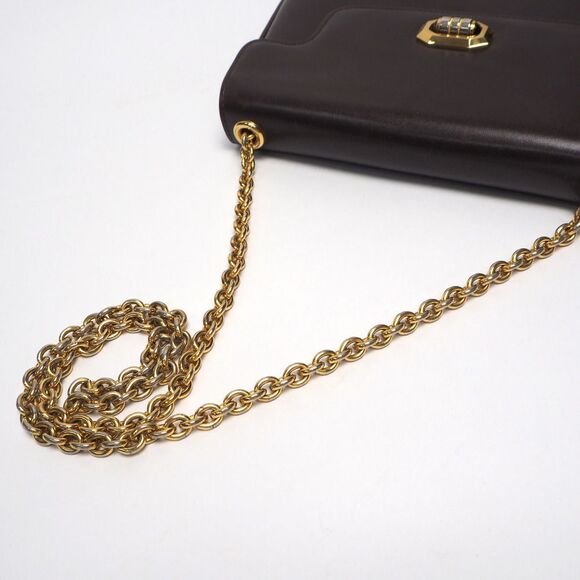 Gucci Chain Shoulder Bag Leather Gold Metal Fittings Brown - Picture 4 of 9